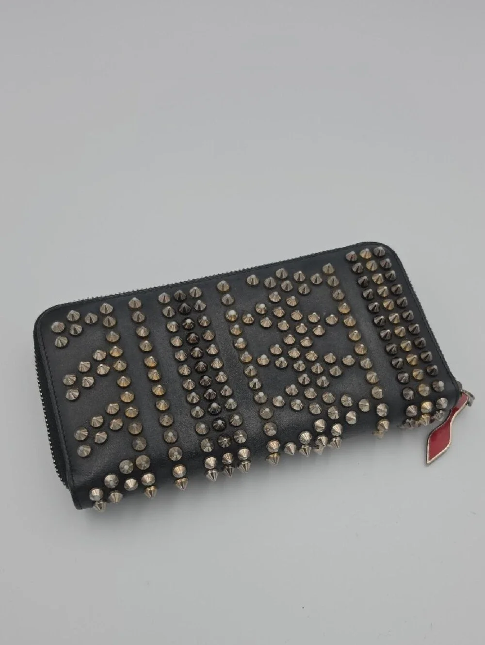 Christian Louboutin Black Studded Gold/Silver/Gun Metal Zip Long Wallet (EUC)✨️